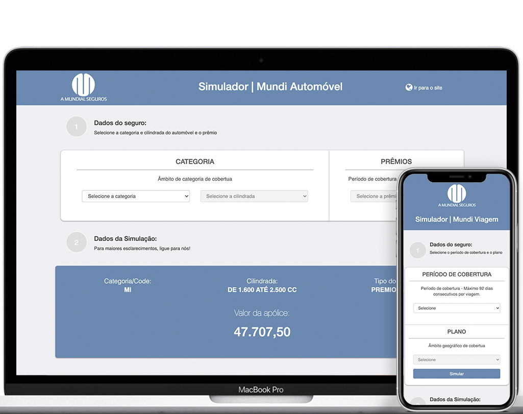 Mundial Seguros - site e sistema web simulador de Apólices - 1NO